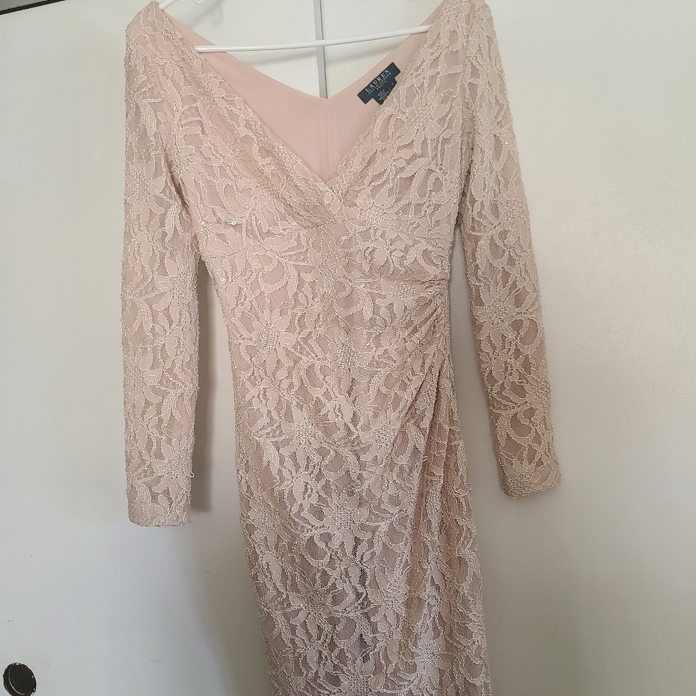 Lauren Bodycon Beige Lace Dress
